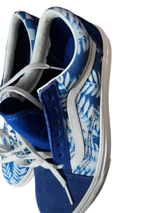 Vans Blue & White Leaf Print Low-Top Sneakers - Picture 4 of 7